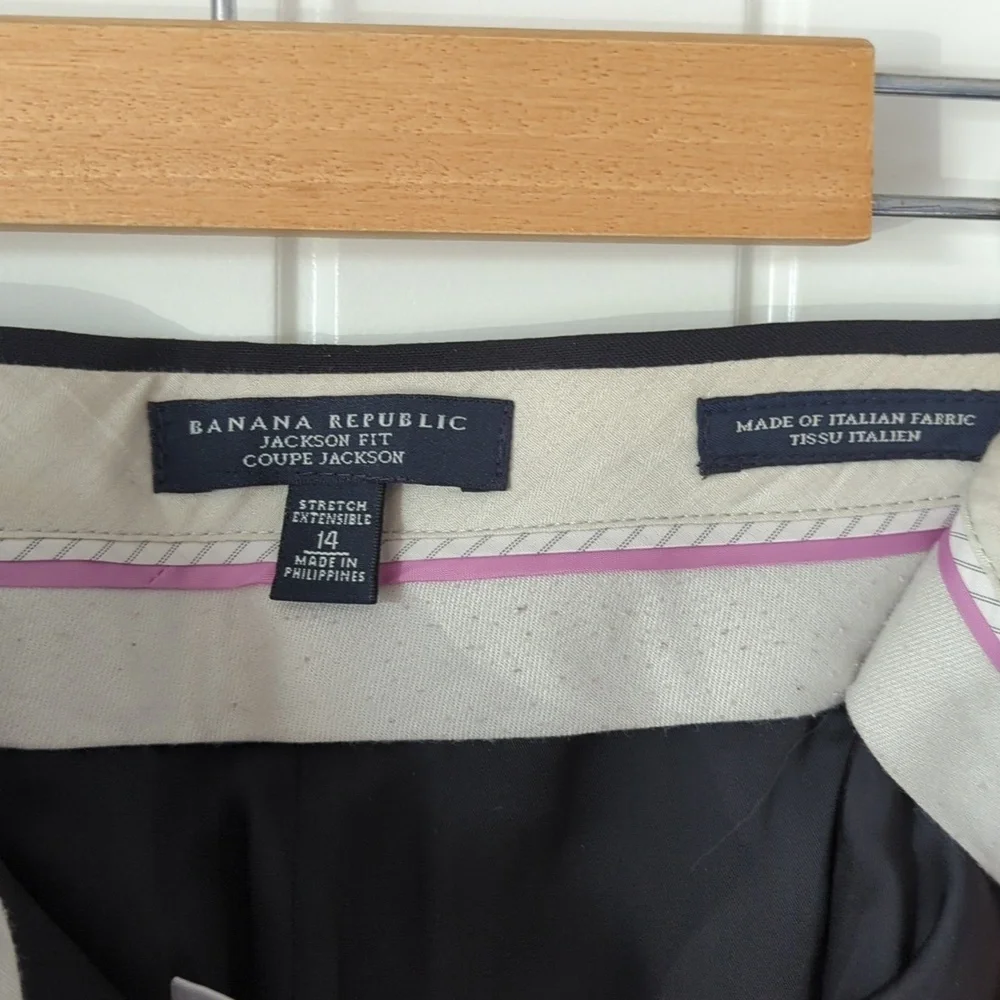 Banana Republic Black Virgin Wool Lined Black Trousers Size 14 - Picture 7 of 10